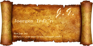 Joerges Irén névjegykártya